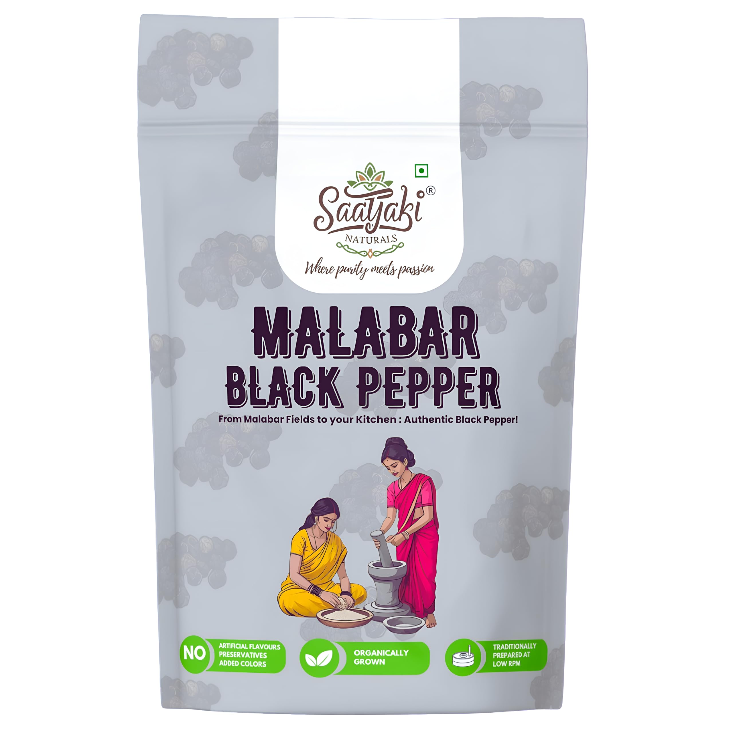 Saatyaki Naturals Orangic Black Pepper -100gm | Sabut Kali Mirch, Malabar Peppercorn, Kali Mirch, Black Peppercorns| Non-GMO, Gluten Free and Hyg