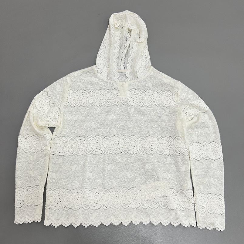 

Women s Quality White Lace Crochet Hoodie - Long Sleeve, Versatile Base Layer Top, Gentle Style, Spring/Autumn Collection One Size грязно-белый
