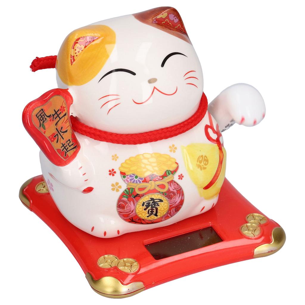 Ceramic Wealth Welcoming Cat Ornament Desktop Fortune Cat Craft for Home Shop Store Business