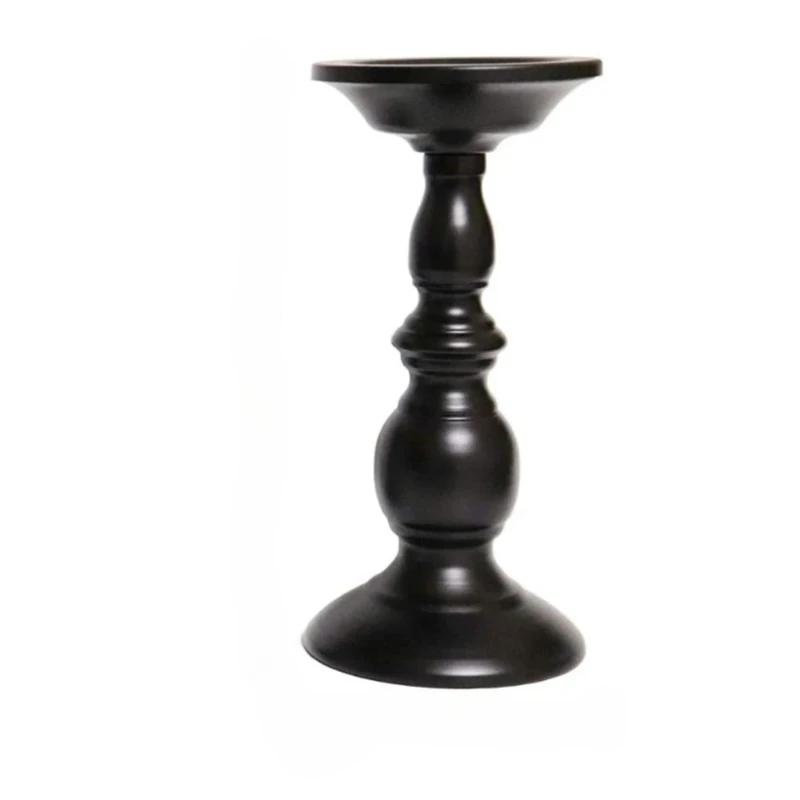 European Vintage Iron Candlestick, Black Classic Pillar, 2 Sizes for Home/Wedding Decor Candle Base Pallet