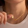 Charm 18k Gold Plated Stainless Steel Rhinestone Flower Necklace For Girls Stylish Waterproof Hypoallergenic Jewelry