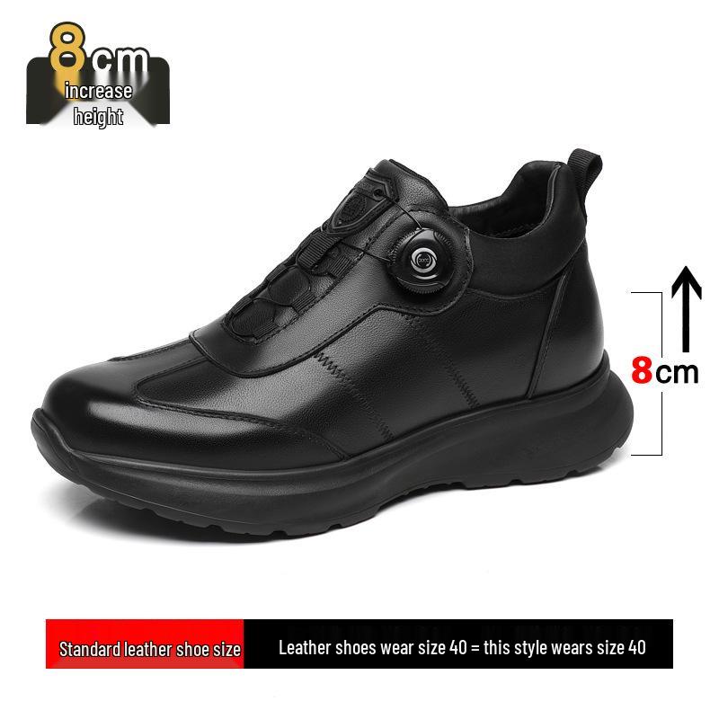 

Мужские кожаные слипоны 2025 года для спорта и пеших прогулок на скрытой платформе 8 см с застежкой-регулятором. 40