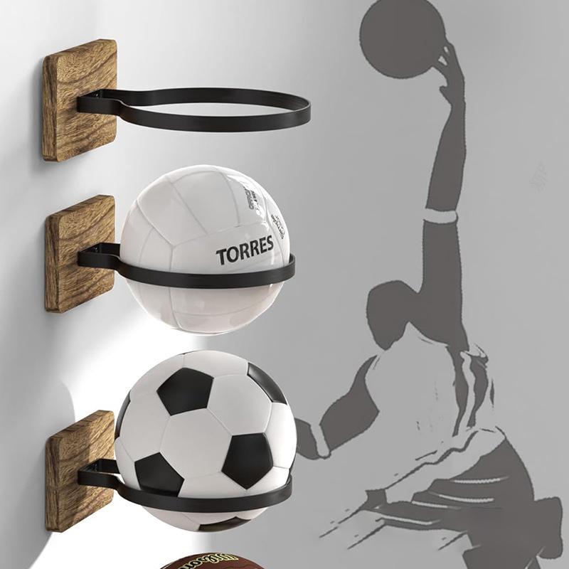 Wandmontage Kugelaufbewahrungsregal - Holz & Metall Kugelhalter Organizer für Basketball, Fußball | Wand-Ausstellungsständer