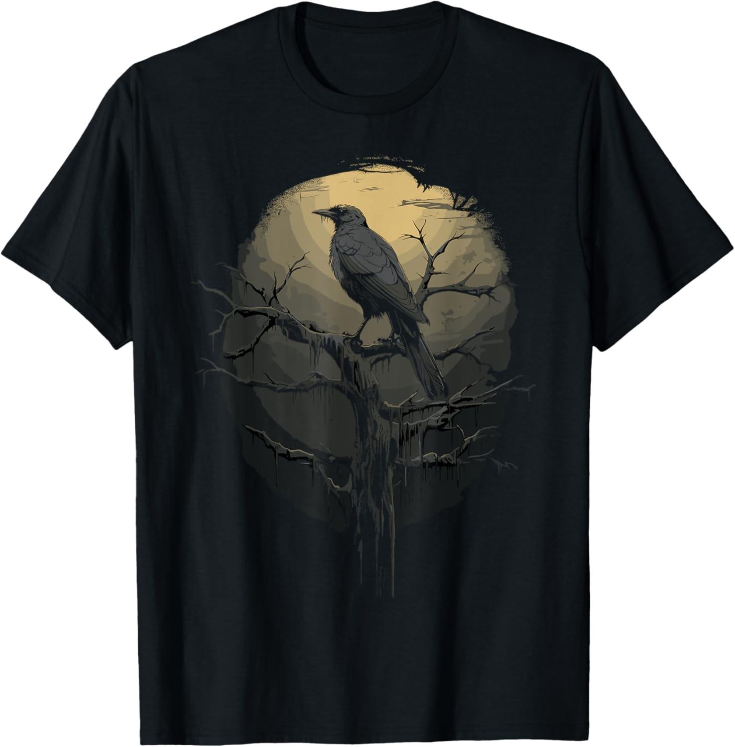 Black Crow Raven Bird Silhouette Unisex T-Shirt L