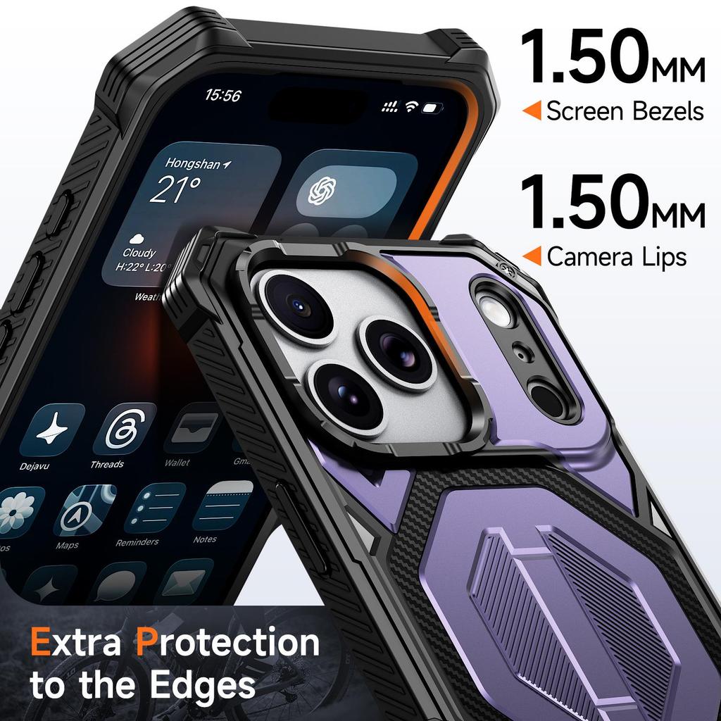 Military-Grade Drop-Proof Phone Case with Stand for Apple 17 Pro Max and 16 Pro Max