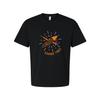 Unisex Surfing Graphic T Shirt With Vibrant Orange Surfboard Design And Summer V
