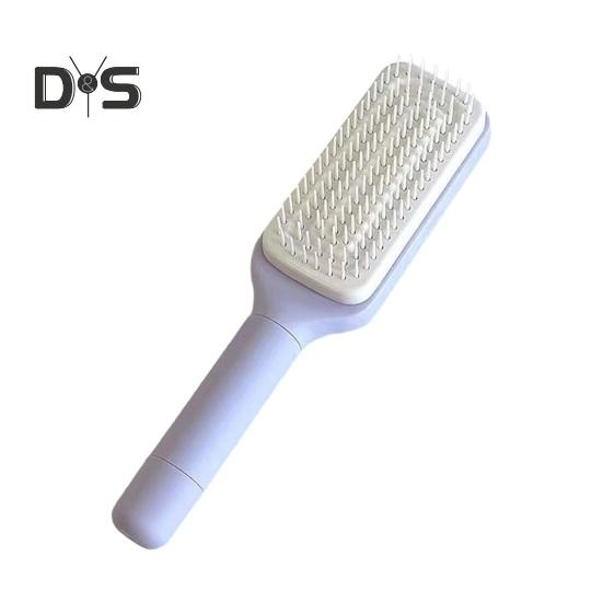 Velký masážní hřeben Jednoklíčový samočistící kartáč na vlasy s dlouhou rukojetí Antistatická masáž vlasové pokožky Hřeben na vlasy Ženy Kadeřnictví Výsuvný hřeben Domů