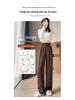 2026 High-End Black Women's Petite Wide-Leg Drape Suit Pants for Spring/Summer