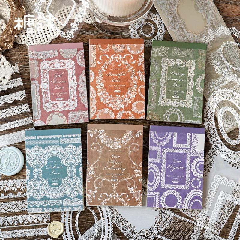 30 Sheets Basic Vintage Border Theme Base Stickers, Journal Collage Decor, Art DIY Background Material Stickers