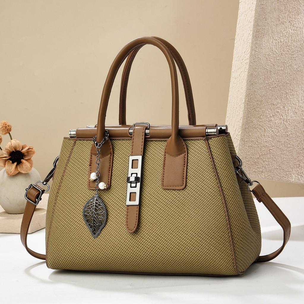 Leaves Bag Pendant Fashion Pu Inner Compartments Stitching Elements Daily Outing