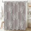 Butterfly Printed Shower Curtain Bathroom Decor Waterproof Fabric Home Decoration White 173x240cm (Black Frame)