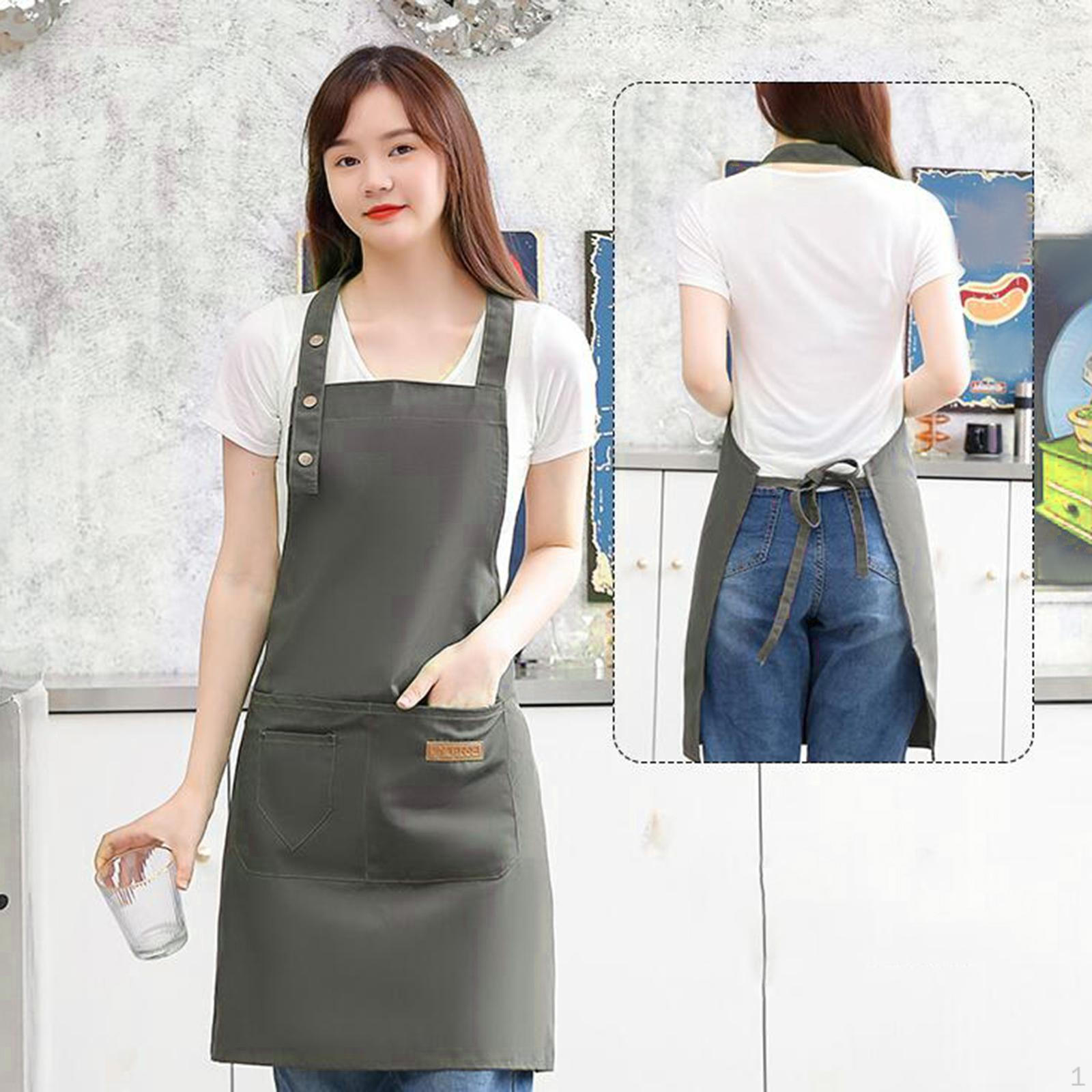 

Холщовый фартук для шеф-повара, работы на кухне, деревообработки, ресторана, садоводства Gray Green