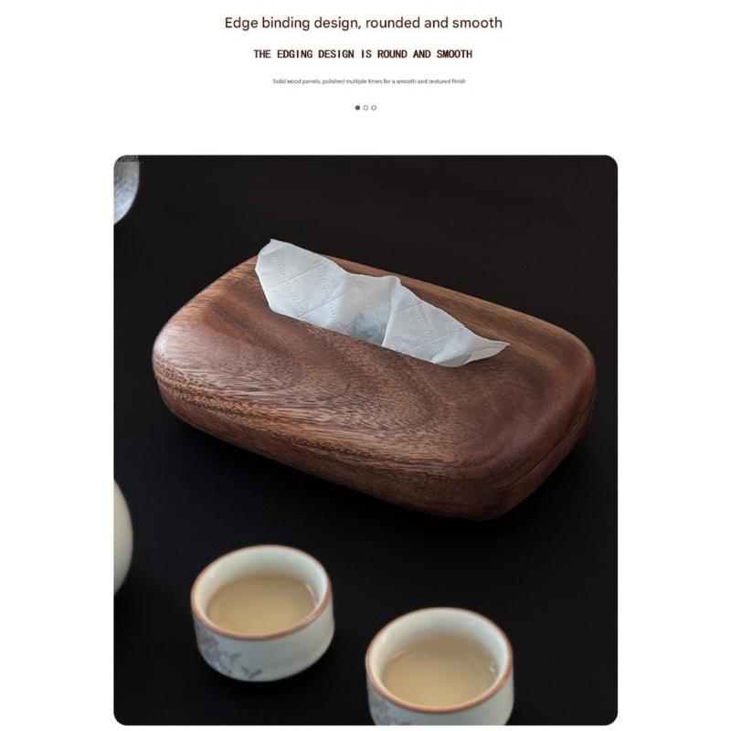 Walnuts Wood Tissue Holder with Smooth Surfaces for Desk and Bathroom Decoration Coffee Table Napkin Dispenser