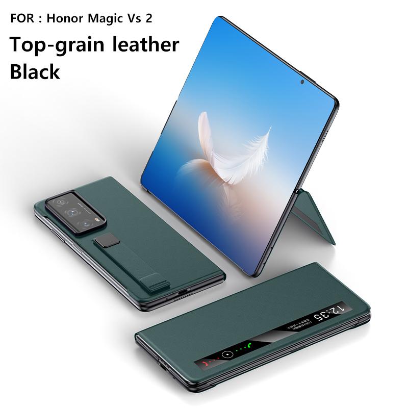 LANGSIDI Flip Phone Case for Honor Magic V2 VS2 V3 VS3 VS with fundas Wriststrap bracket Stand Leather Cover