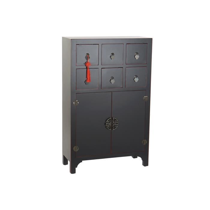 Caisson À Tiroirs - Oriental - Sapin Bois MDF - 6 Tiroirs - 63 X 27 X 101 Cm - Blanc