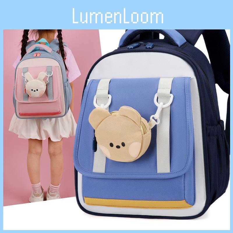 Color Preschooler Nylon Block Backpack With Cartoon Animal Pendant Small Bag