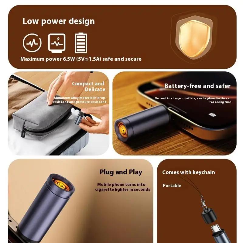 Type-C Mini Mobile Cigarette Air Blowing Cigarette Lighter Auto Shut-Off Safety Portable Cigarette Lighting Artifact