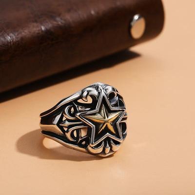 Bague Pentagramme pour Homme Fengtai de l'Industrie Lourde, Atmosphérique et Puissante, Mode Créative et Punk