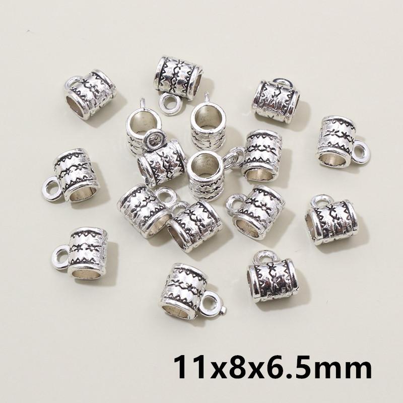 20pcs DIY Handmade Beads Tube Bails Pendants Jewelry Making DIY Necklace Antique Silver Color Bails Pendant Charm Connector
