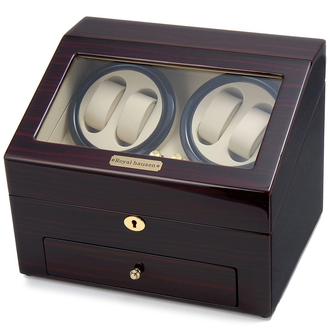 Royal Hausen Watch Winder, Winding Machine, 4-Watch Capacity, 6-Watch Storage, GC03-D66EW