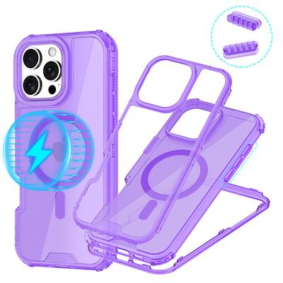 For IP16promax Transparent Second Generation Colorful Three-in-one PC+TPU Magnetic Oil Dripping Mobile Phone Case with High-end Feel