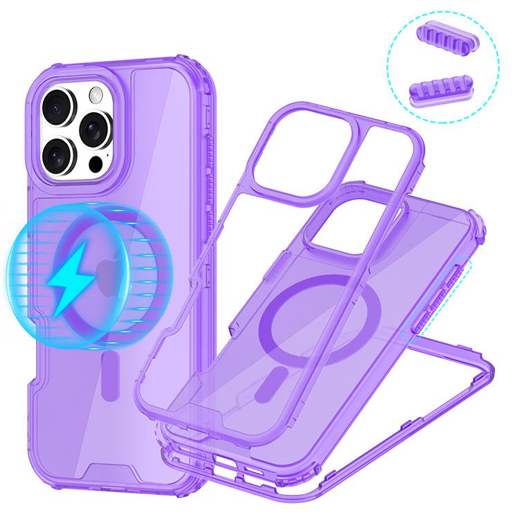 

For IP16promax Transparent Second Generation Colorful Three-in-one PC+TPU Magnetic Oil Dripping Mobile Phone Case with High-end Feel For iPhone 16 pro max