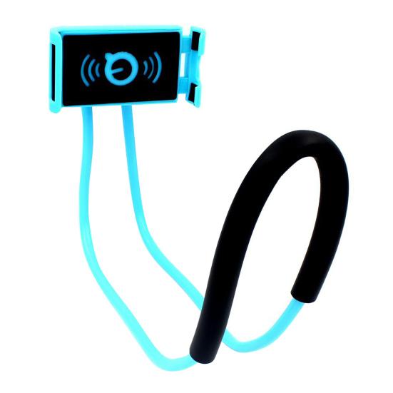 Phone Stand Multifunctional 360 Degree Phone Lazy Universal Neckband Flexible Rotation Lightweight Bracket for Watching синий