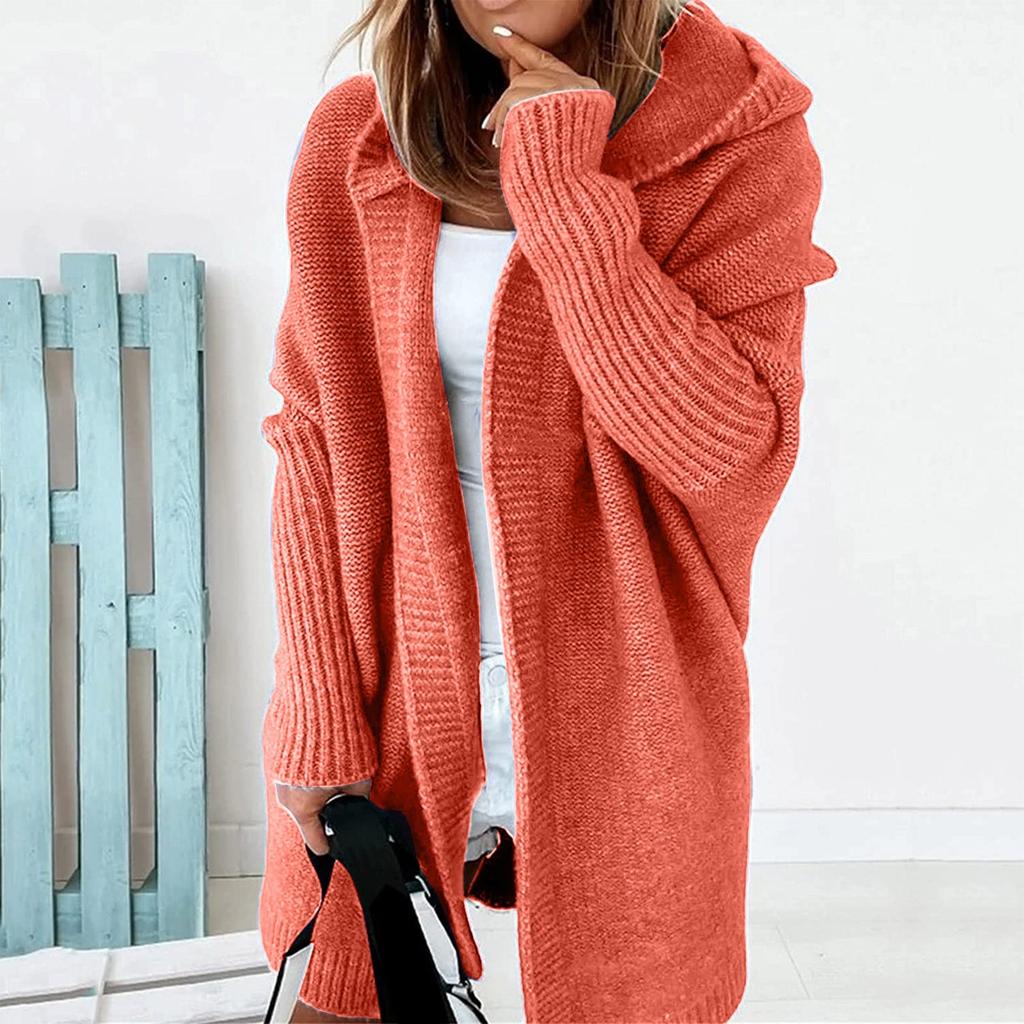 Frauen Mit Kapuze Strickjacke Lange Pullover Mantel Verdickt Winter Warm