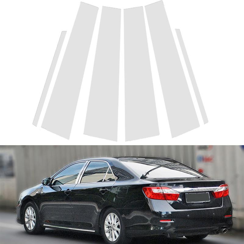 6pcs/set Silvery Car B Pillar Post Covers Trim Window Column Sticker for Toyota Camry 2012 2013 2014 2015 2016 2017 BC Column Parts