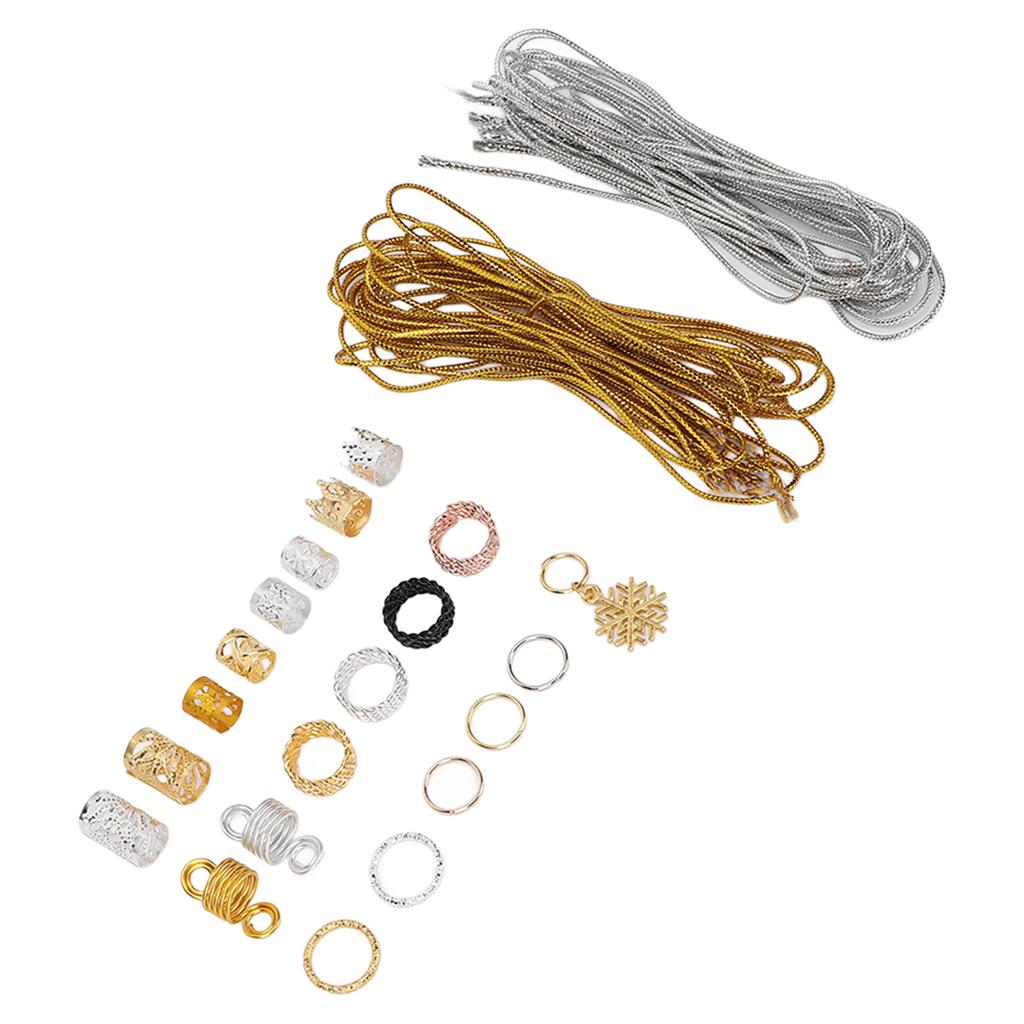 259pcs Dreadlock Bead Ring Kit DIY Exquisite Fashionable Hair Braid Ring Clips Decoration Accessories