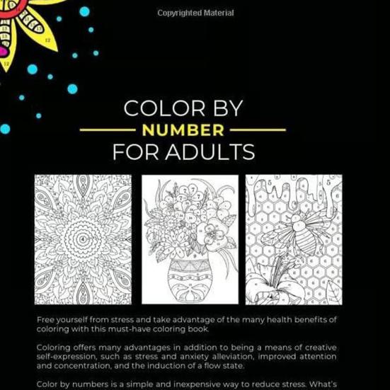 Color by Number for Adult 75 Beautiful Pictures Anxiety Therapy Coloring Book for Relaxation Stress Relief