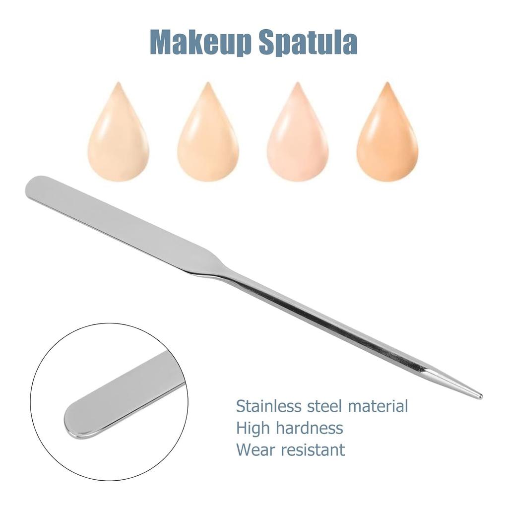 Double Headed Makeup Spatula, Stainless Steel Cosmetic Spatula, Portable Beauty Spatula for Mixing Cosmetics, Facial Cream, Liquid Foundation, Eye