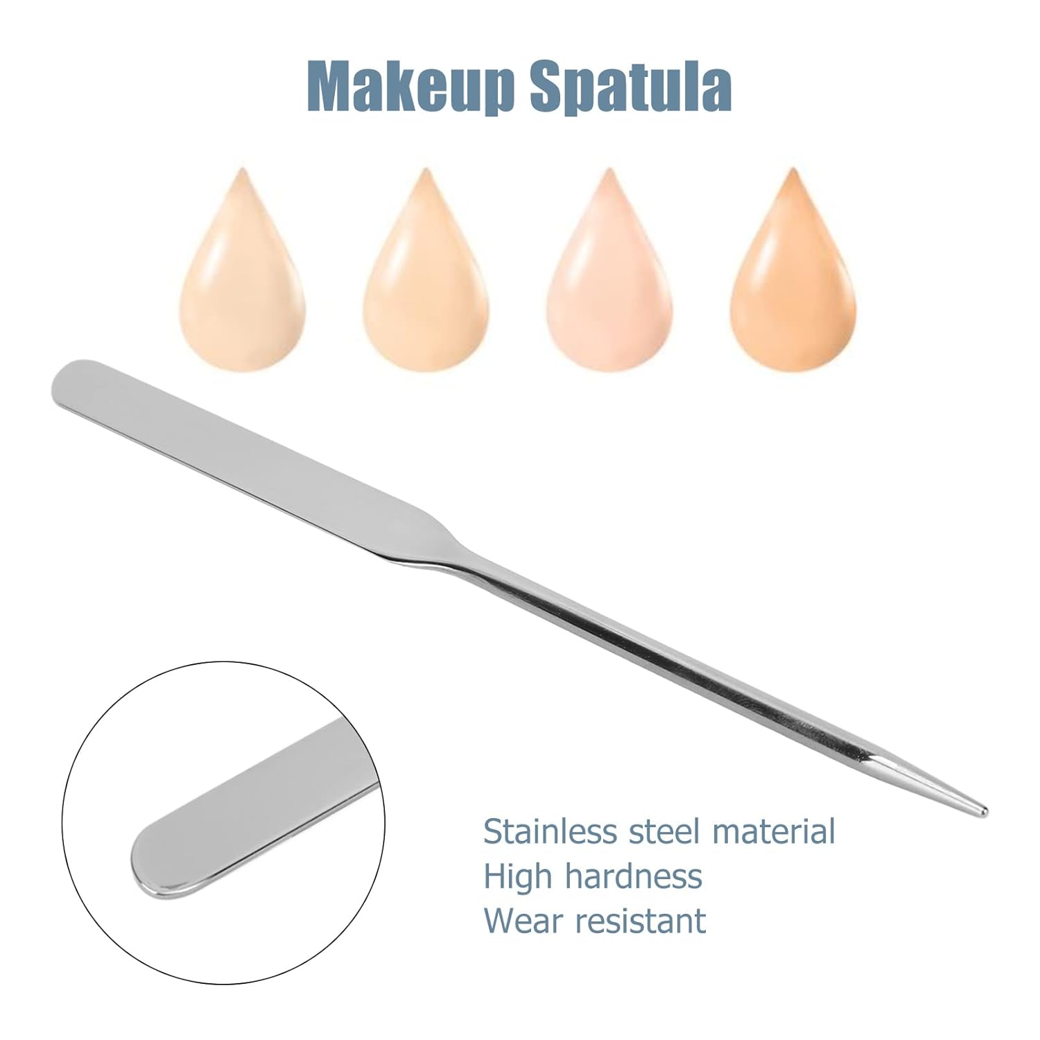 Double Headed Makeup Spatula, Stainless Steel Cosmetic Spatula, Portable Beauty Spatula for Mixing Cosmetics, Facial Cream, Liquid Foundation, Eye