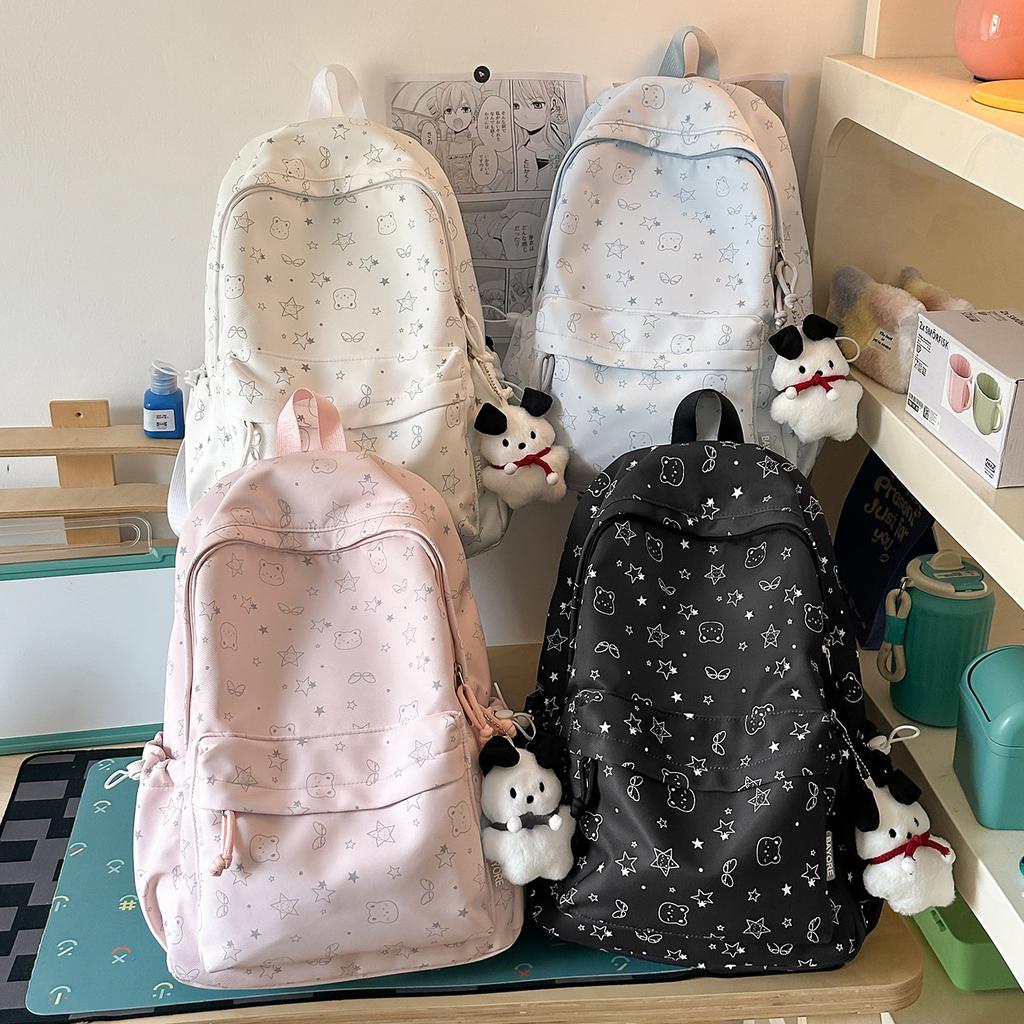 Schoolbag College Wind Large Capacity Burden Reduction Fashion School Bag Junior High School Student Backpack Design Sense Women's Simple Backpack