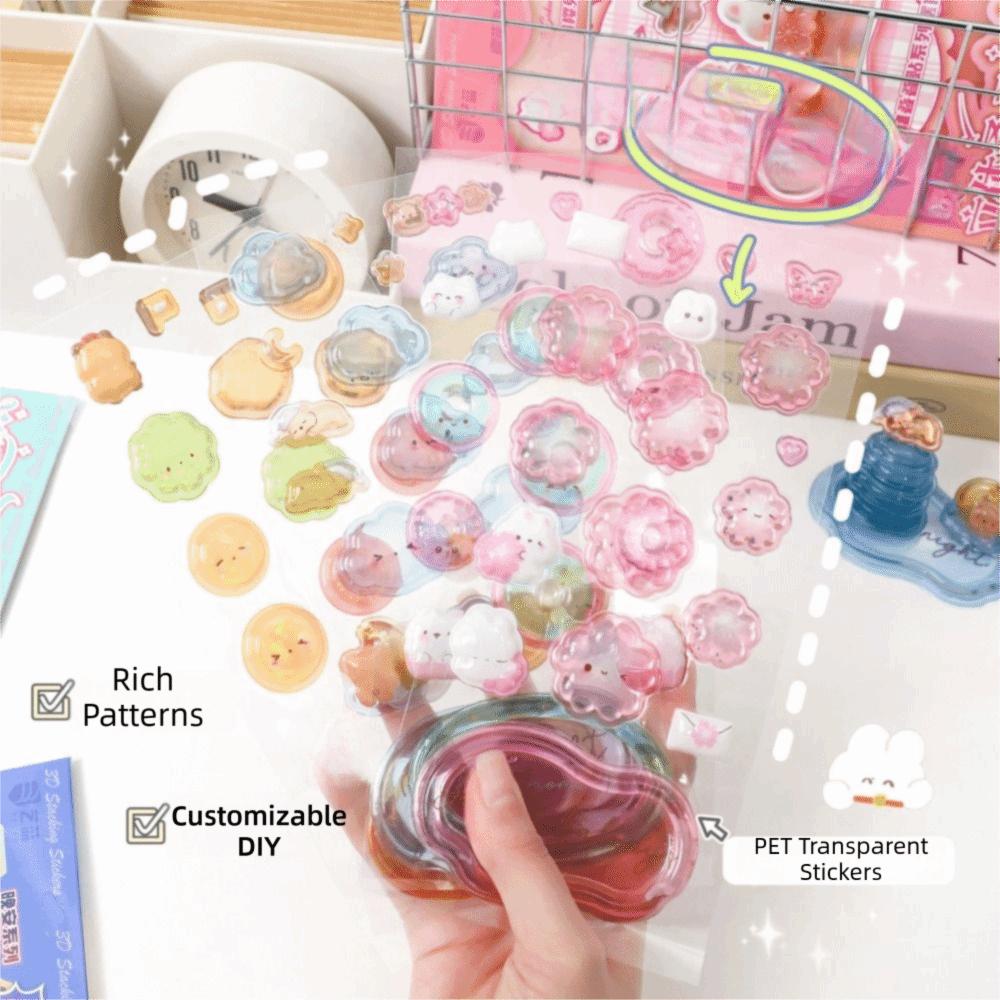 DIY Crystal 3D Stacking Stickers Cartoon 3D Puffy Stickers Fun 3D Embossed Stickers Kids Gift