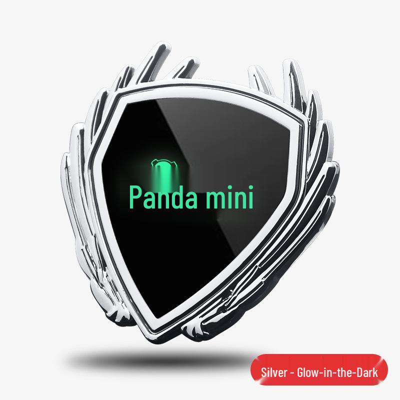 Metal badges, side window, and tailgate stickers for Geely Panda Mini Gokart cars.