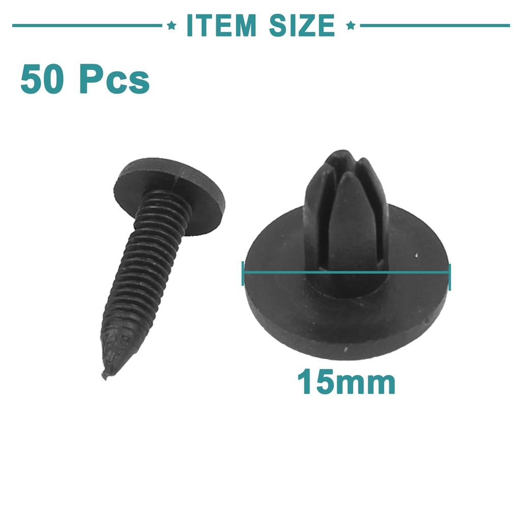 ACROPIX 50pcs Universal 6mm Black Plastic Push Rivet Bumper Pin Clip