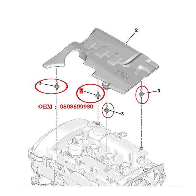 9808699980 For peugeot 2008 308S T9 408 508L 5008 for Citroen C3-XR C4L C5 C6 Engine cover Screw Heat shield fixing bolt