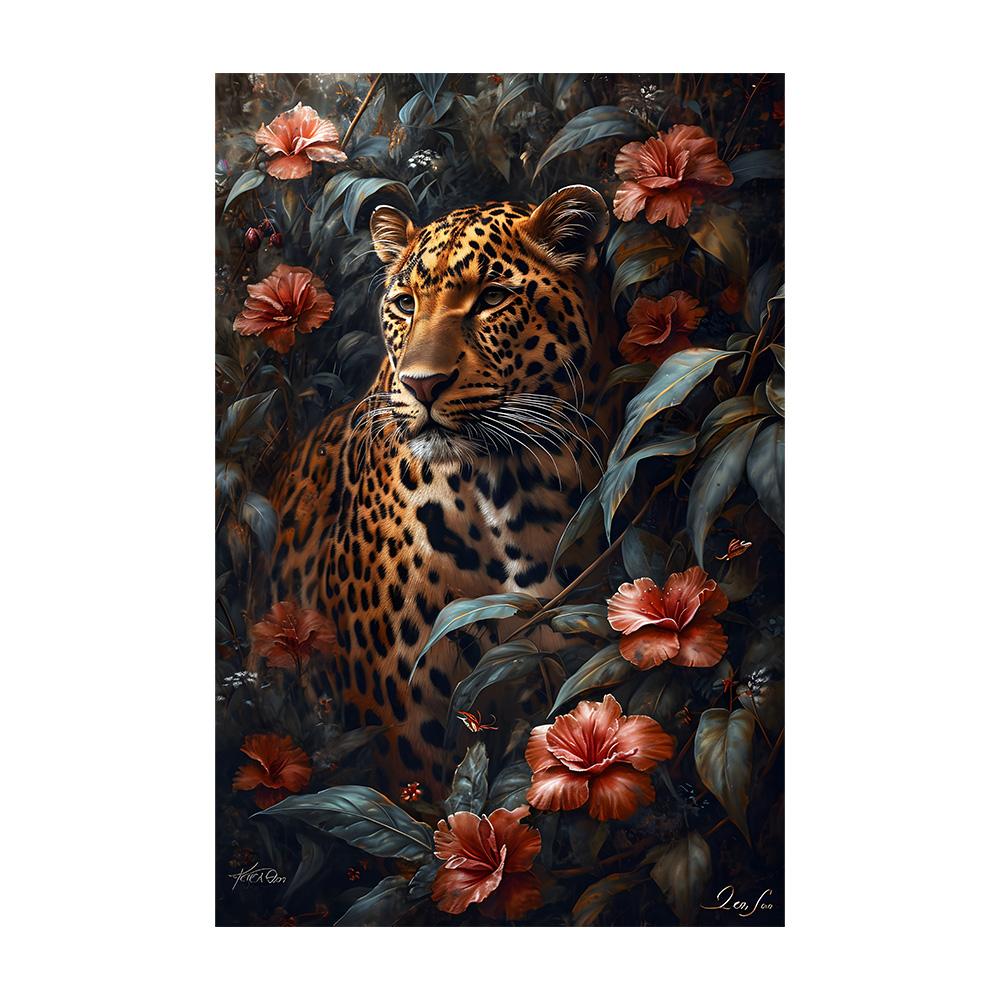 Tropical Animals Fantasy Poster Leopard In Jungle Canvas Painting Wall Prints Picture for Living Room Home Decor