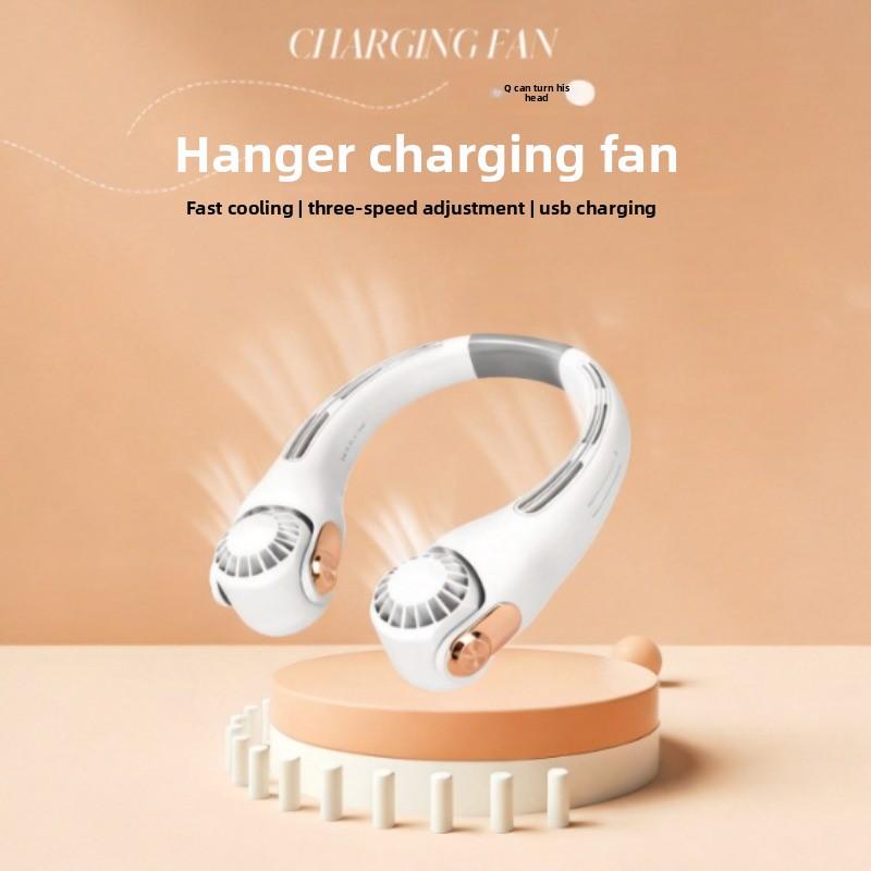Silicone Neck Fan Mini Portable USB Charging Outdoor High Wind Adjustment Neck Fan