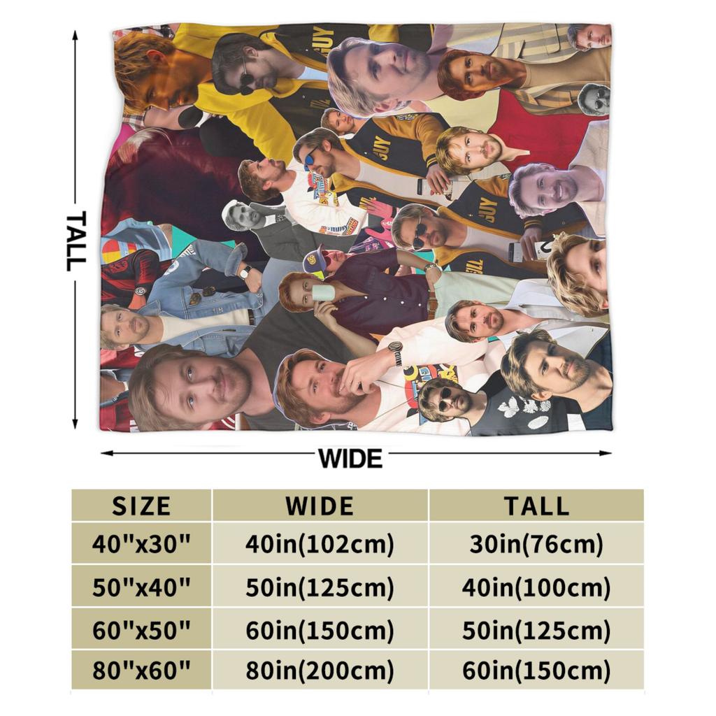 Ryan Gosling Collage Cozy Blanket Funny Picnic Bedding Throws Couch Chair Flannel Bedspread Sofa Bed Cover