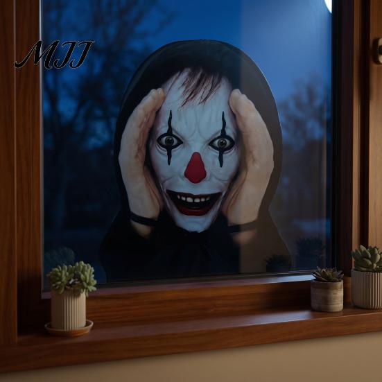 Horror House Ornaments Scary Peeper Hitchhiker Prop, Realistic Mask Prop for Jump Scare, Halloween Decorative Window Silhouettes Adults, Creepy Prank