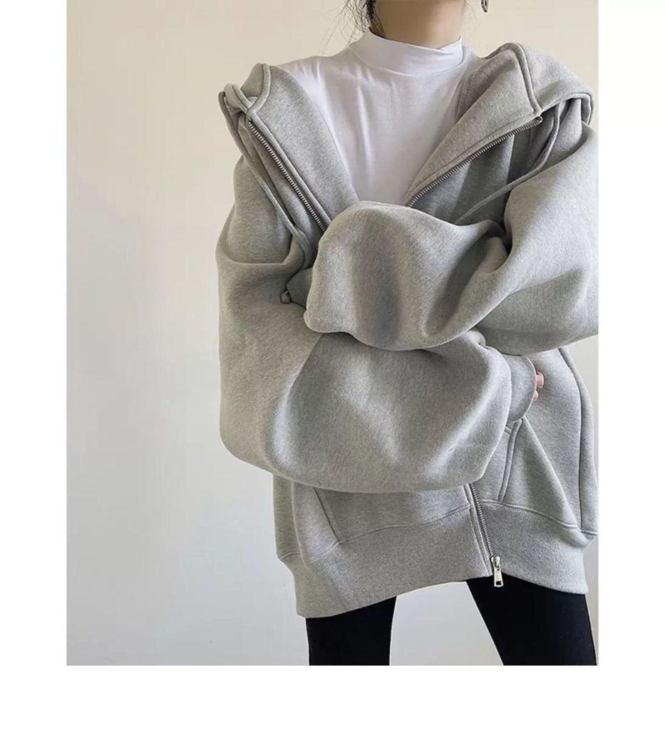 Women's 2022 Korean Style Loose Thin Plus Velvet Hooded Sweatshirt