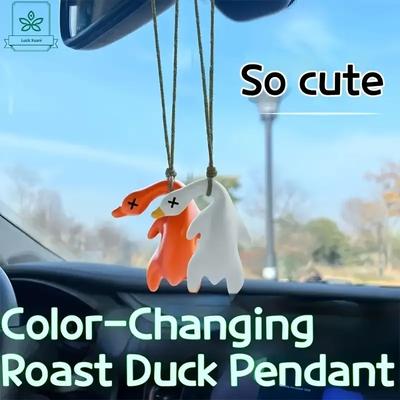 Pingente de Pato Reativo a UV Chaveiro Mágico de Mudança de Cor Decoração para Carro