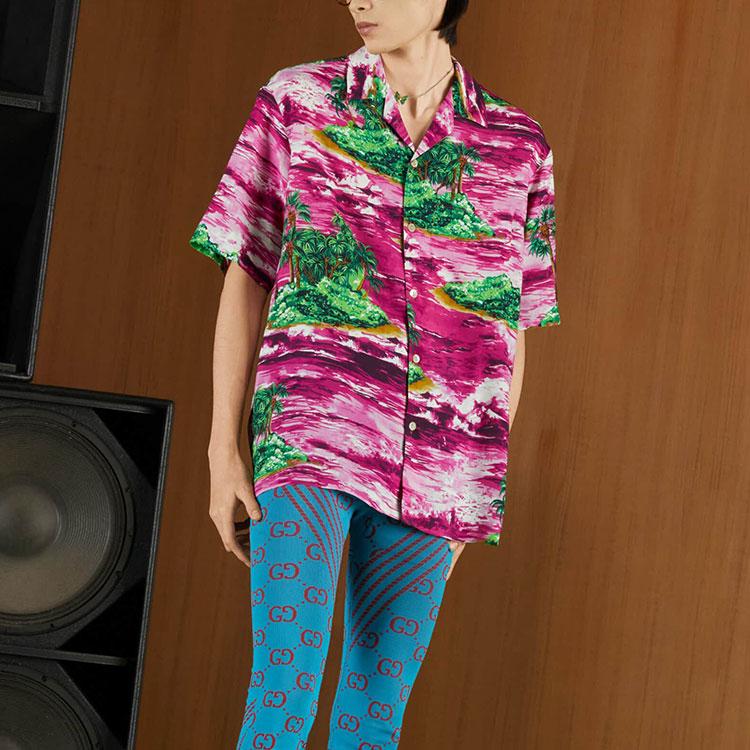 Gucci Love Parade SS22 Shirt Men's Rose Red 694124-ZAJSU-5953