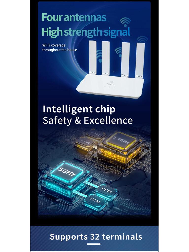 4G LTE Wireless WiFi Router with SIM Slot and Network Port - European Version