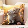 Couple Cat Print Decorative Pillowcase Bedroom Living Room Square Cushion Pillowcase