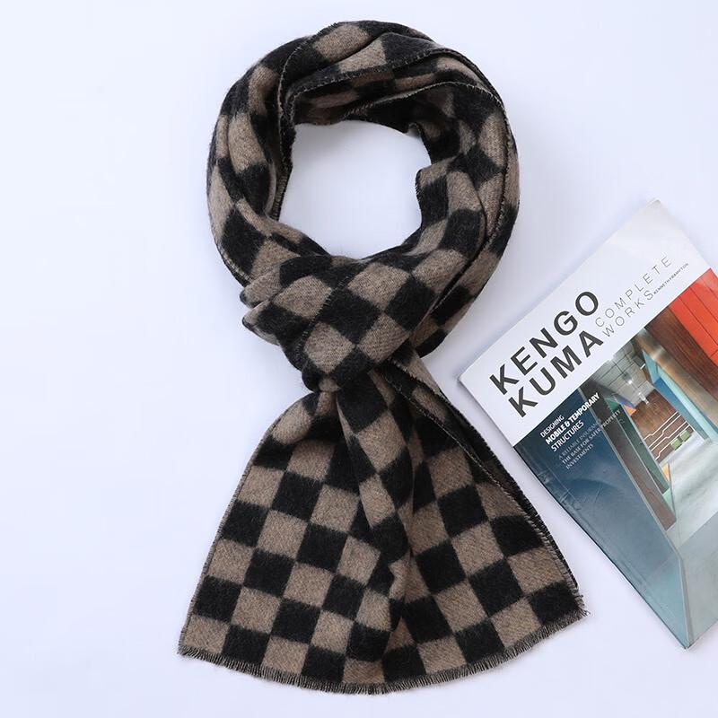 Hengyuanxiang 2024 Unisex Pure Wool Plaid Scarf