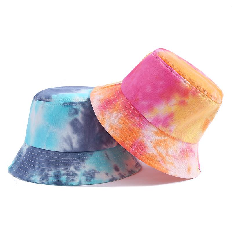 Tie-dye basin hat fashion gradual change color hat go out sun hat street shot bucket hat foldable beach hat