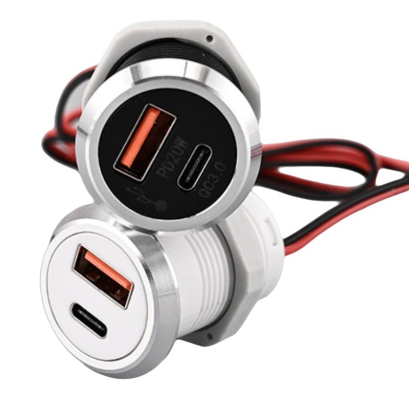 1Pcs 9V/2A 5V/3A Usb Type-C Mini Fast Charging Car Charger Desktop Hidden Integrated Usb Charger Auto Power Embedded Socket